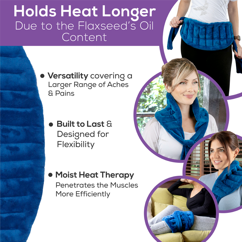 Medium Microwavable Back, Neck & Shoulder Wrap - 8x20 inches - Microwave Heating Pad with Ties