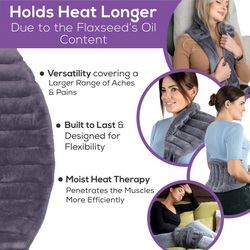XL Microwavable Back, Neck & Shoulder Wrap - 10x20 Inches - Microwave Heating Pad with Ties
