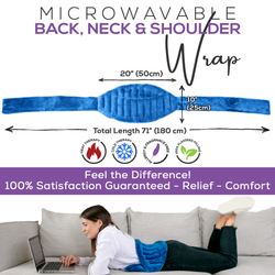 XL Microwavable Back, Neck & Shoulder Wrap - 10x20 Inches - Microwave Heating Pad with Ties