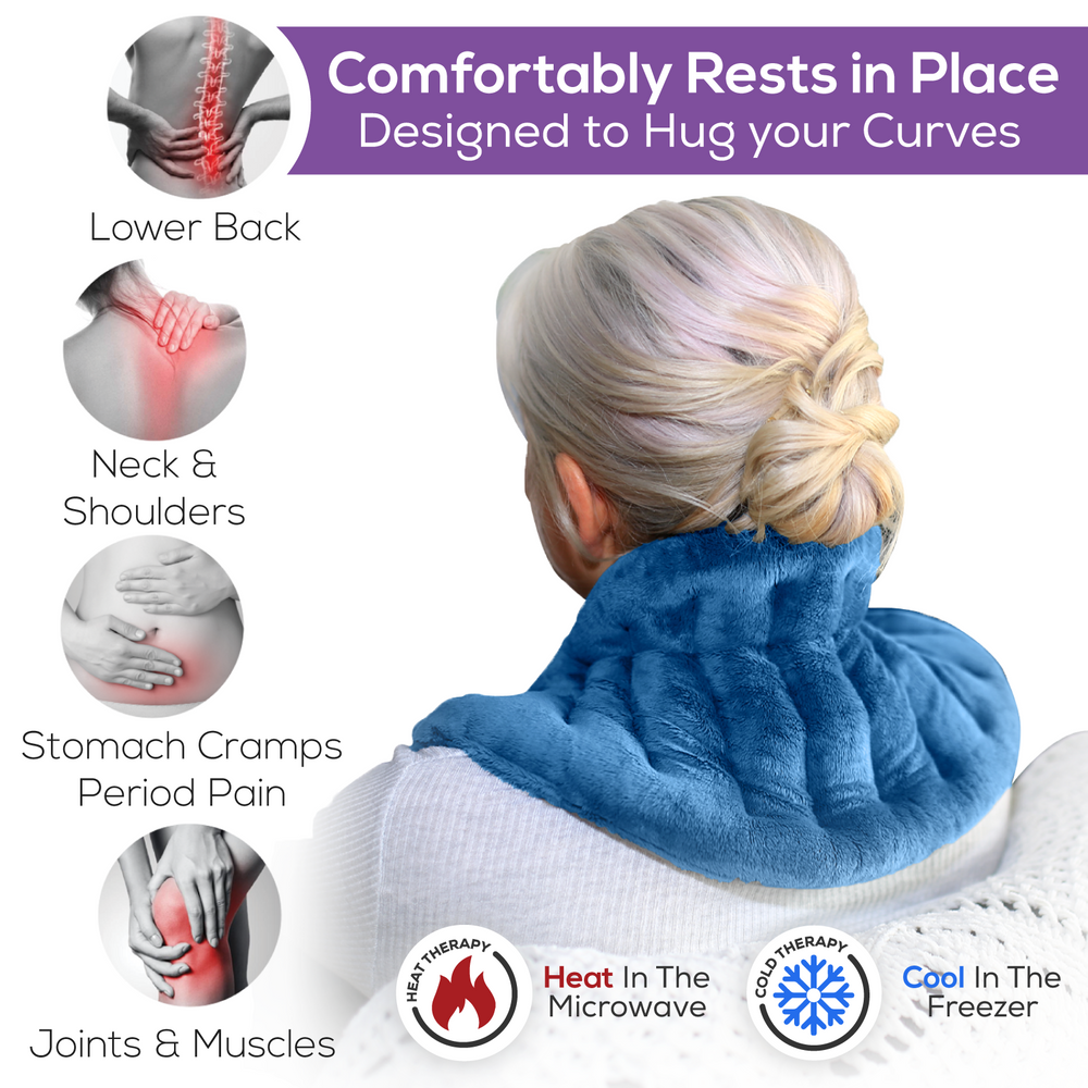 XL Microwavable Back, Neck & Shoulder Wrap - 10x20 Inches - Microwave Heating Pad with Ties