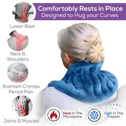 XL Microwavable Back, Neck & Shoulder Wrap - 10x20 Inches - Microwave Heating Pad with Ties
