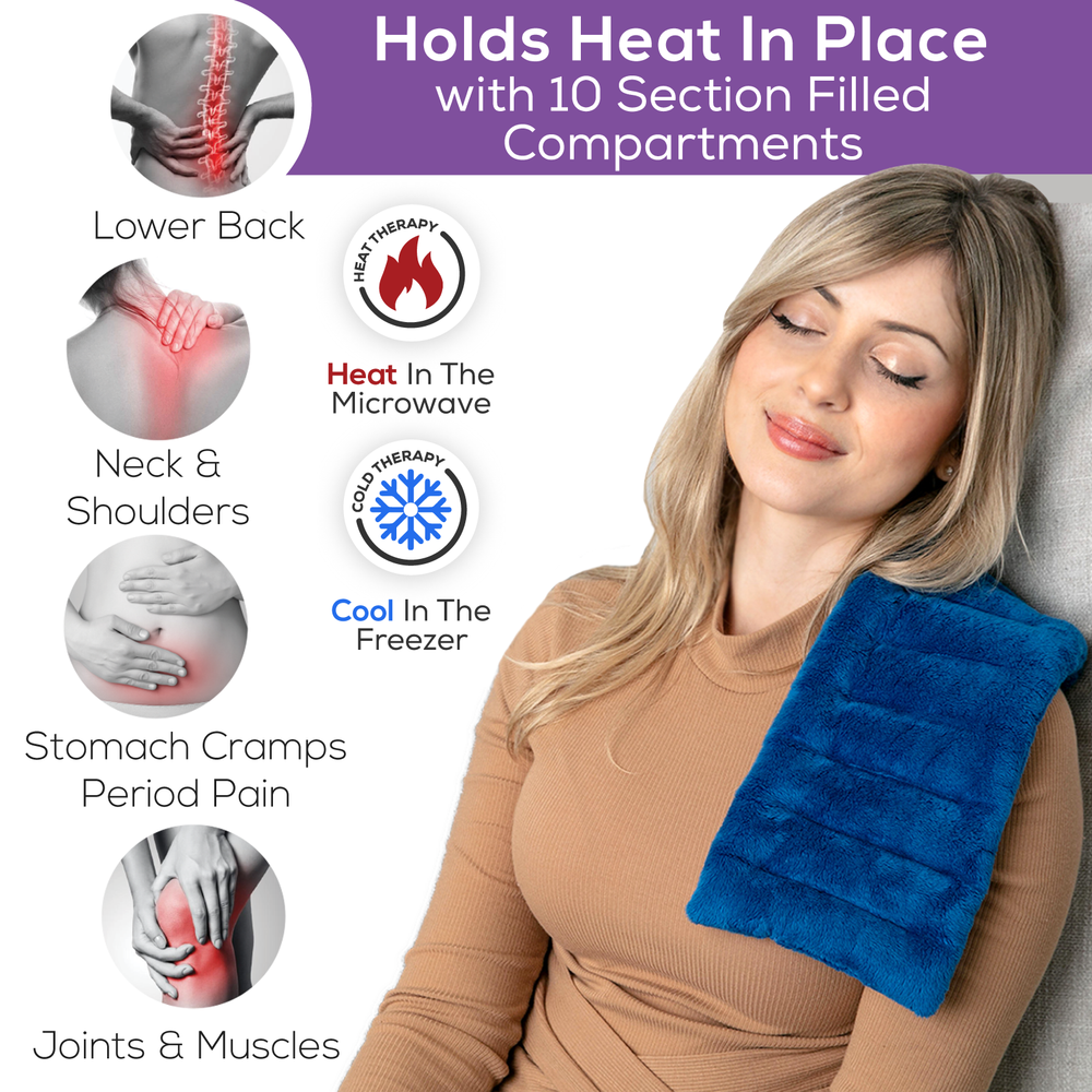 Rectangle Heat Pack - 16x6 inches - "Smart & Effective"  Microwavable Heating Pad