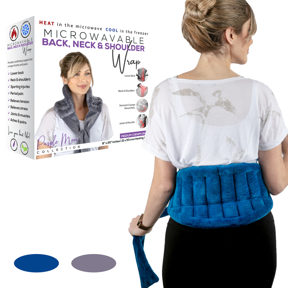 Medium Microwavable Back, Neck & Shoulder Wrap - 8x20 inches - Microwave Heating Pad with Ties